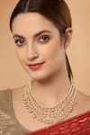 Shop_Dugran By Dugristyle_Gold Plated Crystals, Pearls, Stones, Gota Patti Layered Necklace _at_Aza_Fashions