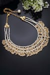 Dugran By Dugristyle_Gold Plated Crystals, Pearls, Stones, Gota Patti Layered Necklace _Online_at_Aza_Fashions