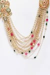Buy_Dugran By Dugristyle_Multi Color Kundan, Pearl And Natural Stone Layered Necklace _Online_at_Aza_Fashions