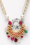 Buy_Dugran By Dugristyle_Multi Color Kundan, Pearl And Natural Stone Pendant Necklace _Online_at_Aza_Fashions