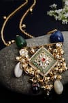 Dugran By Dugristyle_Gold Kundan Pearl Natural Stone Ghunghroo Tassel Necklace _Online_at_Aza_Fashions