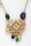 Buy_Dugran By Dugristyle_Gold Kundan Pearl Natural Stone Ghunghroo Tassel Necklace _Online_at_Aza_Fashions