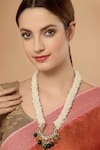 Shop_Dugran By Dugristyle_Multi Color Pearl Layered Twisted Chain Stone Drop Necklace _at_Aza_Fashions