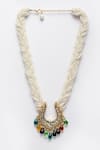 Buy_Dugran By Dugristyle_Multi Color Pearl Layered Twisted Chain Stone Drop Necklace _at_Aza_Fashions