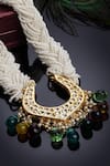 Dugran By Dugristyle_Multi Color Pearl Layered Twisted Chain Stone Drop Necklace _Online_at_Aza_Fashions