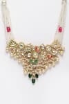 Buy_Dugran By Dugristyle_Multi Color Lotus And Geometric Motif Pearl Drop Necklace _Online_at_Aza_Fashions