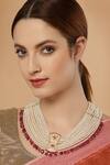 Shop_Dugran By Dugristyle_Gold Plated Kundan Layered Pearl Maharani Necklace _at_Aza_Fashions