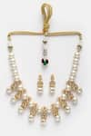 Buy_Dugran By Dugristyle_Gold Plated Kundans Pearl Drop Necklace Set _at_Aza_Fashions