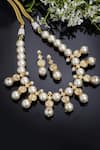 Buy_Dugran By Dugristyle_Gold Plated Kundans Pearl Drop Necklace Set _Online_at_Aza_Fashions