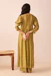 Shop_The Right Cut_Green Chanderi Silk Floral Motifs Round Khaleesi Kurta And Pant Set_at_Aza_Fashions