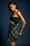 Shop_Surily G_Green Geometric Embroidered Skirt_at_Aza_Fashions