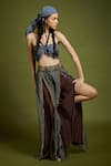 Buy_Surily G_Maroon Printed Bandhani Layered Pant  _at_Aza_Fashions