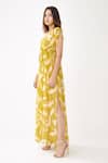 Shop_KoAi_Peach Chiffon Floral Round Kaftan Dress _at_Aza_Fashions