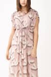 Shop_KoAi_Pink Chiffon Floral Round Kaftan Dress _Online_at_Aza_Fashions