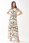 Buy_Koai_White Chiffon Floral Print Round Kaftan Dress _at_Aza_Fashions