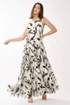 Buy_KoAi_White Chiffon Floral Round Strappy Dress _at_Aza_Fashions