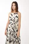 Buy_KoAi_White Chiffon Floral Round Strappy Dress _Online_at_Aza_Fashions