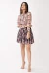 Buy_KoAi_Pink Chiffon Floral Bow Top _at_Aza_Fashions