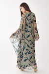 Shop_KoAi_Green Georgette Floral V Neck Kaftan Dress _at_Aza_Fashions