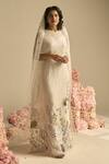 Buy_Not So Serious By Pallavi Mohan_White Tulle And Crepe Embellished Sequin & Beads Orion Gown With Veil _at_Aza_Fashions