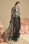 Shop_Not So Serious By Pallavi Mohan_Blue Tulle And Crepe Embellished Sequin Lucent Cape With Bralette _at_Aza_Fashions