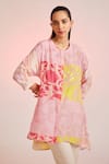 Buy_Pankaj & Nidhi_Multi Color Cotton Silk Floral Round Silueta Neck Tunic  _Online_at_Aza_Fashions