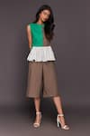 Buy Deepika Arora Multi Color 100% Cotton Round Colorblock Peplum Top And Culottes Set at Aza Fashions Buy_Deepika Arora_Multi Color 100% Cotton Round Colorblock Peplum Top And Culottes Set_at_Aza_Fashions