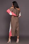 Shop_Deepika Arora_Multi Color 100% Cotton Plain Asymmetric Colorblock Top And Flared Pant Set _Online_at_Aza_Fashions