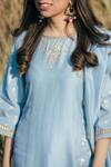 Ewaz Blue Cotton, Chanderi Cutdana Work, Sequin Work, Zardozi Work, Zari Kurta Set Online at Aza Fashions Ewaz_Blue Cotton, Chanderi Cutdana Work, Sequin Work, Zardozi Work, Zari Kurta Set _Online_at_Aza_Fashions