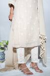 Ewaz_Beige Linen Embroidered Thread Work Round Kurta Set _at_Aza_Fashions