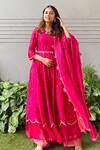 Buy_Ewaz_Pink Chanderi Hand Embroidered Dabka Work Round Anarkali Set _at_Aza_Fashions