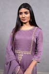 Buy_Ewaz_Purple Satin Georgette Hand Embroidered Sequin Work Floral Kurta Lehenga Set _Online_at_Aza_Fashions