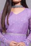 Buy_Ewaz_Purple Chiffon Hand Embroidered Nalki Work V Neck Peplum Kurta Sharara Set _Online_at_Aza_Fashions