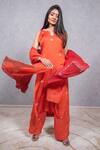 Buy_Ewaz_Orange Modal Satin Floral Embroidered Kurta Set_Online_at_Aza_Fashions
