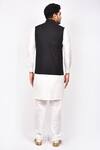 Shop_Khwaab by Sanjana Lakhani_Black Terry Rayon Embossed Bundi And Kurta Set For Men_at_Aza_Fashions