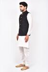 Buy_Khwaab by Sanjana Lakhani_Black Terry Rayon Embossed Bundi And Kurta Set For Men_Online_at_Aza_Fashions