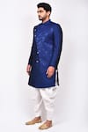 Buy_Khwaab by Sanjana Lakhani_Blue Jacquard Art Silk Woven Paisley Motif Sherwani Set_Online_at_Aza_Fashions