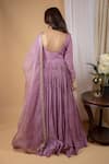 Shop Ikshita Choudhary Purple Organza, Muslin Floral Motifs Round Embroidered Anarkali Set With Jacket at Aza Fashions Shop_Ikshita Choudhary_Purple Organza, Muslin Floral Motifs Round Embroidered Anarkali Set With Jacket _at_Aza_Fashions