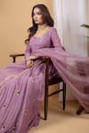 Buy Ikshita Choudhary Purple Organza, Muslin Floral Motifs Round Embroidered Anarkali Set With Jacket Online at Aza Fashions Buy_Ikshita Choudhary_Purple Organza, Muslin Floral Motifs Round Embroidered Anarkali Set With Jacket _Online_at_Aza_Fashions