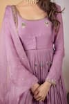 Shop Ikshita Choudhary Purple Organza, Muslin Floral Motifs Round Embroidered Anarkali Set With Jacket Online at Aza Fashions Shop_Ikshita Choudhary_Purple Organza, Muslin Floral Motifs Round Embroidered Anarkali Set With Jacket _Online_at_Aza_Fashions