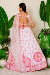 Shop_Label Kritika Kataria_Pink Organza Embroidery Sequin And Beads Leaf Neck Lehenga Set _at_Aza_Fashions