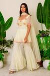 Buy_Label Kritika Kataria_Yellow Silk Embroidered Kurta Sharara Set_Online_at_Aza_Fashions