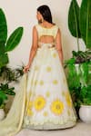 Shop_Label Kritika Kataria_Green Organza Embroidery Sequin And Beads V Neck Lehenga Set  _at_Aza_Fashions