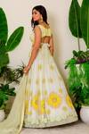 Buy_Label Kritika Kataria_Green Organza Embroidery Sequin And Beads V Neck Lehenga Set  _Online_at_Aza_Fashions