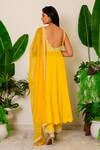 Shop_Label Kritika Kataria_Yellow Crepe Embroidered Anarkali Set_at_Aza_Fashions