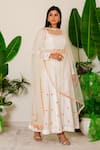 Label Kritika Kataria_White Silk Embroidered Anarkali Set_Online_at_Aza_Fashions