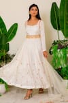 Buy_Label Kritika Kataria_White Silk Embroidered Anarkali Set_Online_at_Aza_Fashions