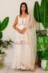 Buy_Label Kritika Kataria_White Silk Embroidery Zardozi Round Kurta Sharara Set _at_Aza_Fashions