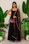 Buy_Label Kritika Kataria_Black Silk Embroidery Sequin And Beads Square Neck Kurta Sharara Set  _at_Aza_Fashions