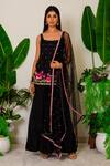 Shop_Label Kritika Kataria_Black Silk Embroidery Sequin And Beads Square Neck Kurta Sharara Set  _at_Aza_Fashions